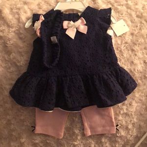 Babygirl Navy/Pink outfit/headband